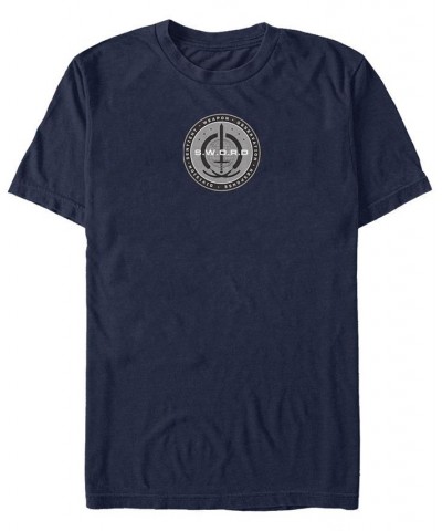 Men's Sword Logo Short Sleeve Crew T-shirt Blue $18.89 T-Shirts