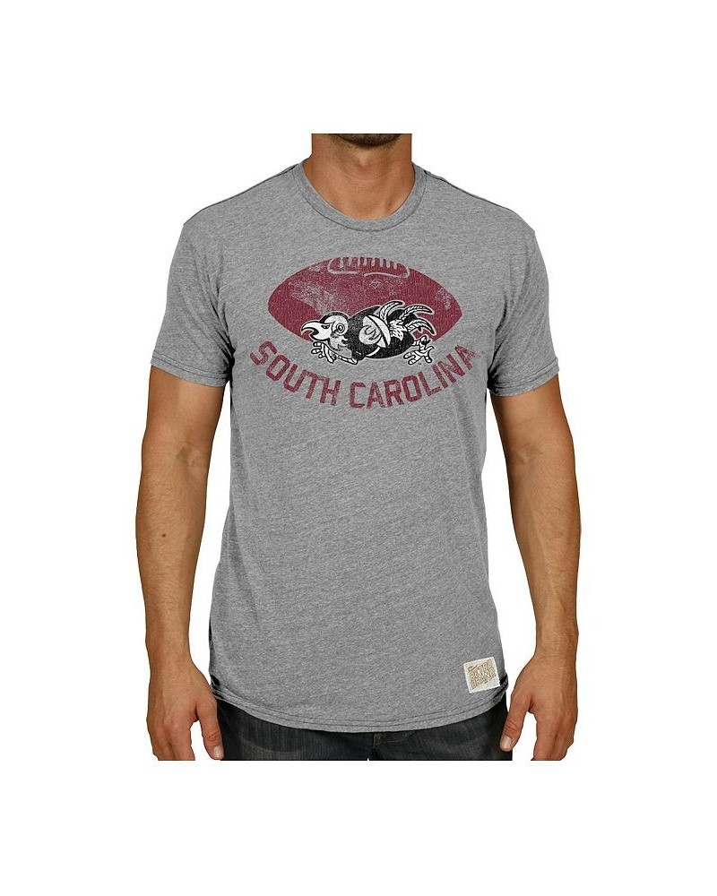 Men's Heather Gray South Carolina Gamecocks Vintage-Like Football Tri-Blend T-shirt $23.84 T-Shirts