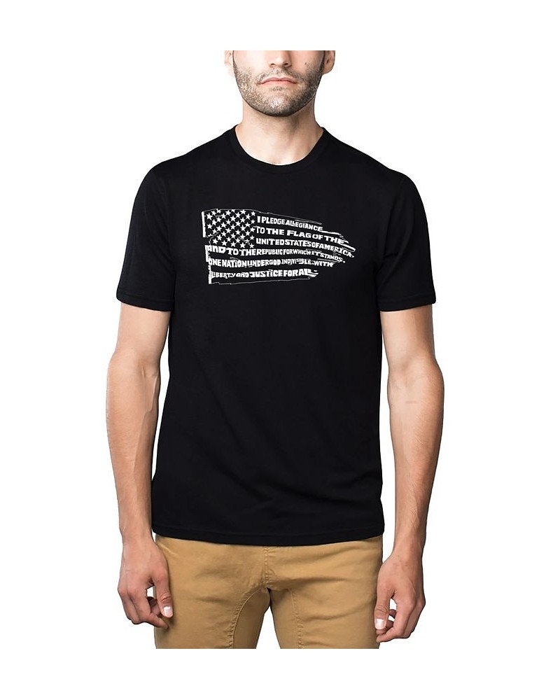 Men's Premium Blend Word Art Pledge of Allegiance Flag T-shirt Black $22.50 T-Shirts