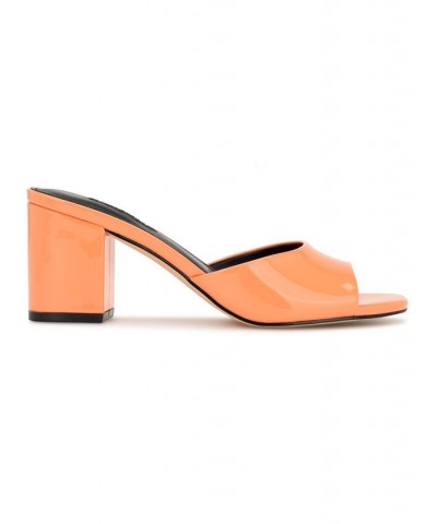 Women's Ferris Square Toe Block Heel Dress Sandals Orange $46.28 Shoes