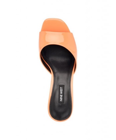 Women's Ferris Square Toe Block Heel Dress Sandals Orange $46.28 Shoes