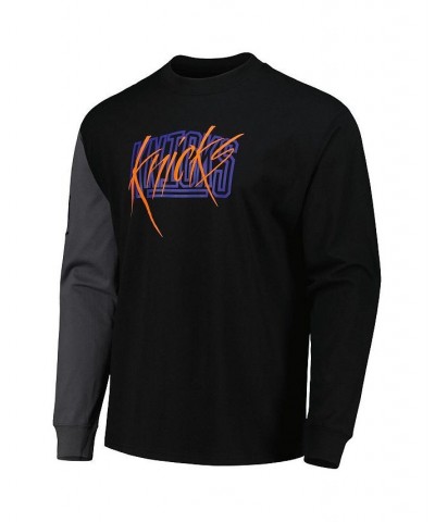 Men's Black New York Knicks Courtside Versus Flight MAX90 Long Sleeve T-shirt $30.59 T-Shirts