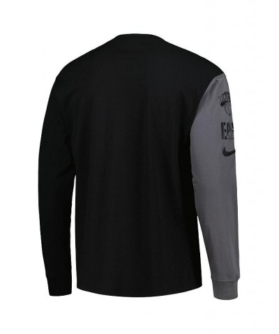 Men's Black New York Knicks Courtside Versus Flight MAX90 Long Sleeve T-shirt $30.59 T-Shirts