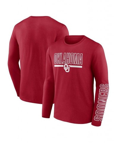 Men's Branded Crimson Oklahoma Sooners Modern Two-Hit Long Sleeve T-shirt $19.80 T-Shirts