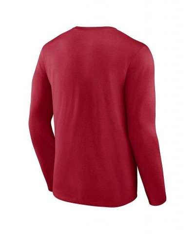 Men's Branded Crimson Oklahoma Sooners Modern Two-Hit Long Sleeve T-shirt $19.80 T-Shirts