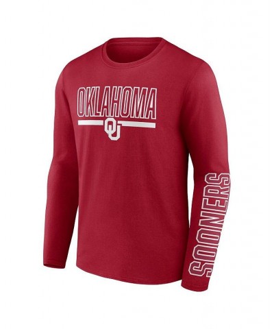 Men's Branded Crimson Oklahoma Sooners Modern Two-Hit Long Sleeve T-shirt $19.80 T-Shirts