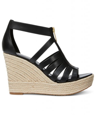 Women's Bradley Zip Espadrille Platform Wedge Sandals Gold $64.35 Shoes