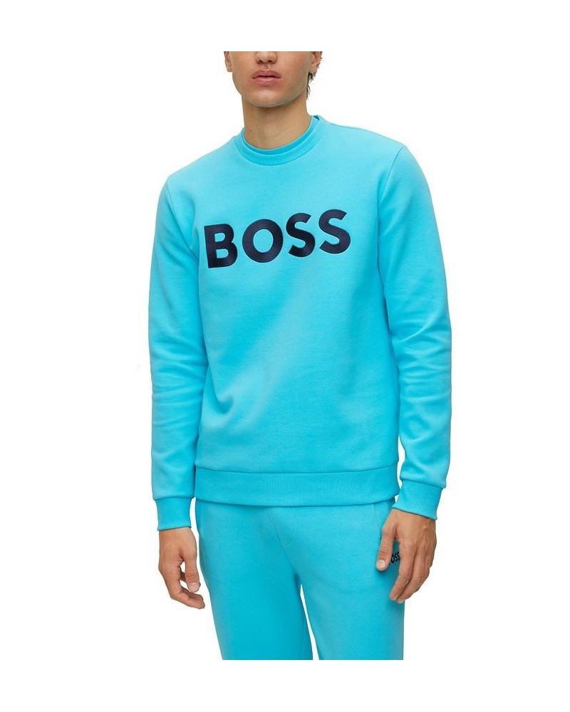 BOSS Men's Contrast Logo Relaxed-Fit Sweatshirt Blue $78.96 Sweatshirt