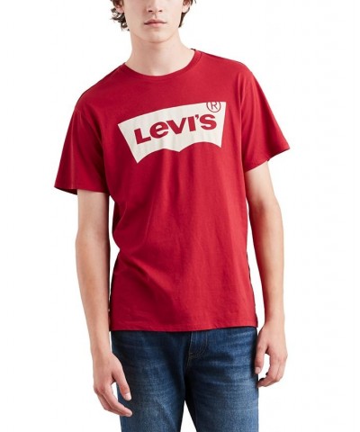 Men's Graphic Logo Batwing Short Sleeve T-shirt Red $15.40 T-Shirts