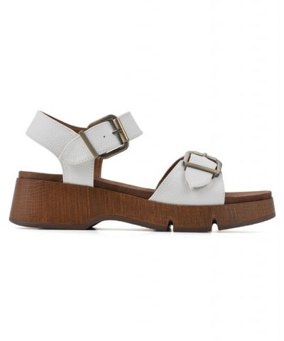 Women's Leftmost Platform Sandals White $35.55 Shoes