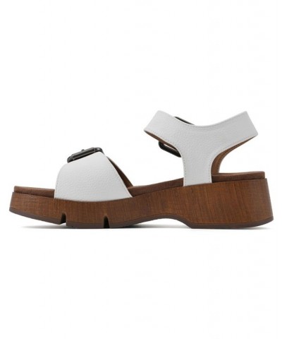 Women's Leftmost Platform Sandals White $35.55 Shoes