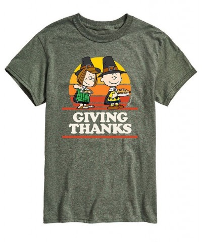 Men's Short Sleeve Peanuts Giving Thanks T-shirt Green $18.19 T-Shirts