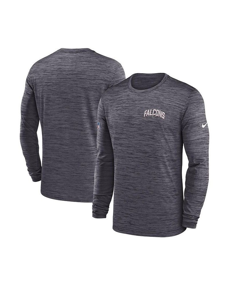 Men's Charcoal Atlanta Falcons Sideline Velocity Athletic Stack Performance Long Sleeve T-Shirt $24.20 T-Shirts