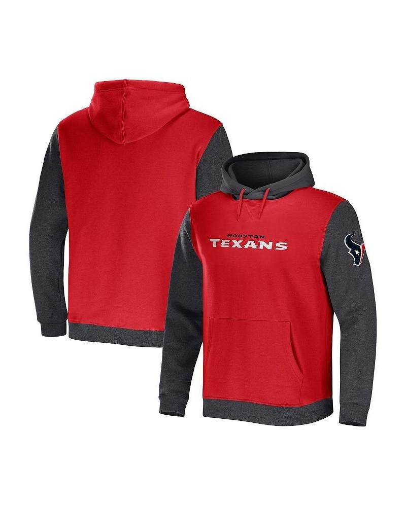 Men's NFL x Darius Rucker Collection by Red, Charcoal Houston Texans Colorblock Pullover Hoodie $30.36 Sweatshirt