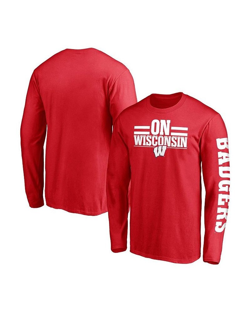 Men's Red Wisconsin Badgers Hometown 2-Hit Long Sleeve T-shirt $20.87 T-Shirts