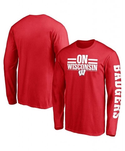 Men's Red Wisconsin Badgers Hometown 2-Hit Long Sleeve T-shirt $20.87 T-Shirts