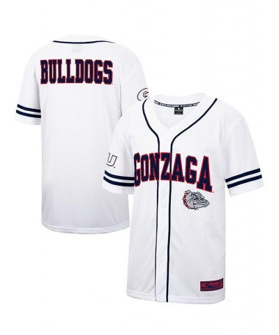 Men's White and Navy Gonzaga Bulldogs Free Spirited Baseball Jersey $37.50 Jersey