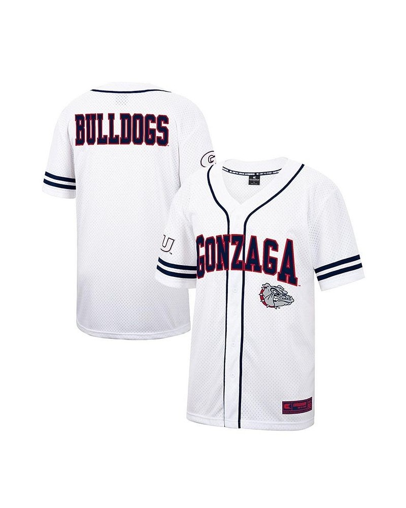 Men's White and Navy Gonzaga Bulldogs Free Spirited Baseball Jersey $37.50 Jersey