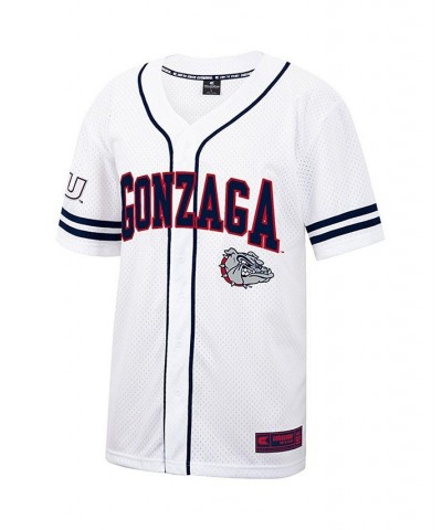 Men's White and Navy Gonzaga Bulldogs Free Spirited Baseball Jersey $37.50 Jersey