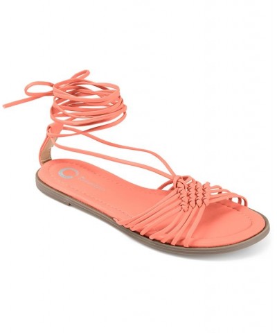 Women's Jess Tie-Up Sandals Orange $36.80 Shoes