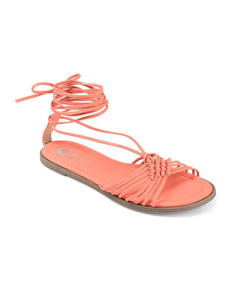 Women's Jess Tie-Up Sandals Orange $36.80 Shoes