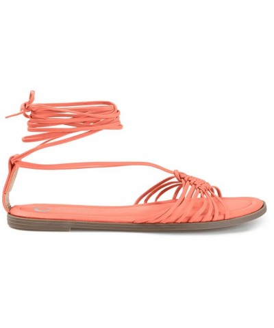 Women's Jess Tie-Up Sandals Orange $36.80 Shoes