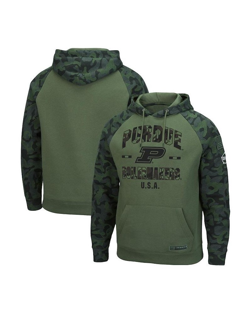 Men's Olive, Camo Purdue Boilermakers OHT Military-Inspired Appreciation Raglan Pullover Hoodie $33.75 Sweatshirt