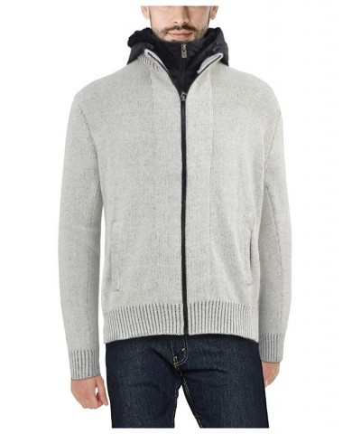 Men's Full-Zip Sweater Jacket with Fluffy Fleece Lined Hood Gray $40.56 Sweaters