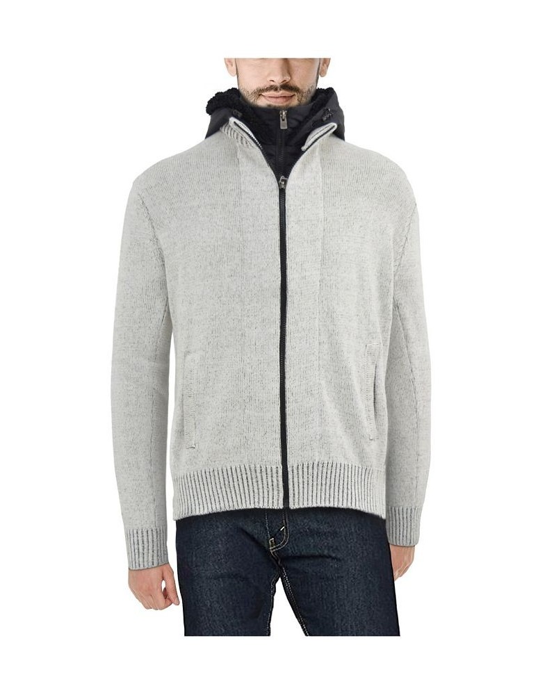 Men's Full-Zip Sweater Jacket with Fluffy Fleece Lined Hood Gray $40.56 Sweaters