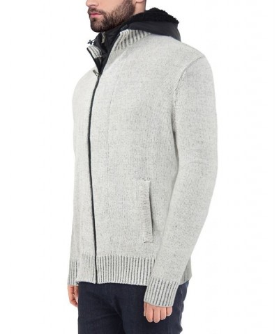 Men's Full-Zip Sweater Jacket with Fluffy Fleece Lined Hood Gray $40.56 Sweaters