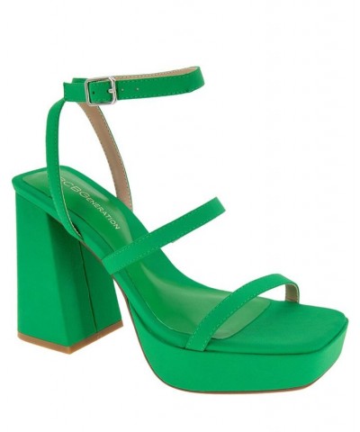 Women's Galana Strappy Platform Sandal Green $48.79 Shoes