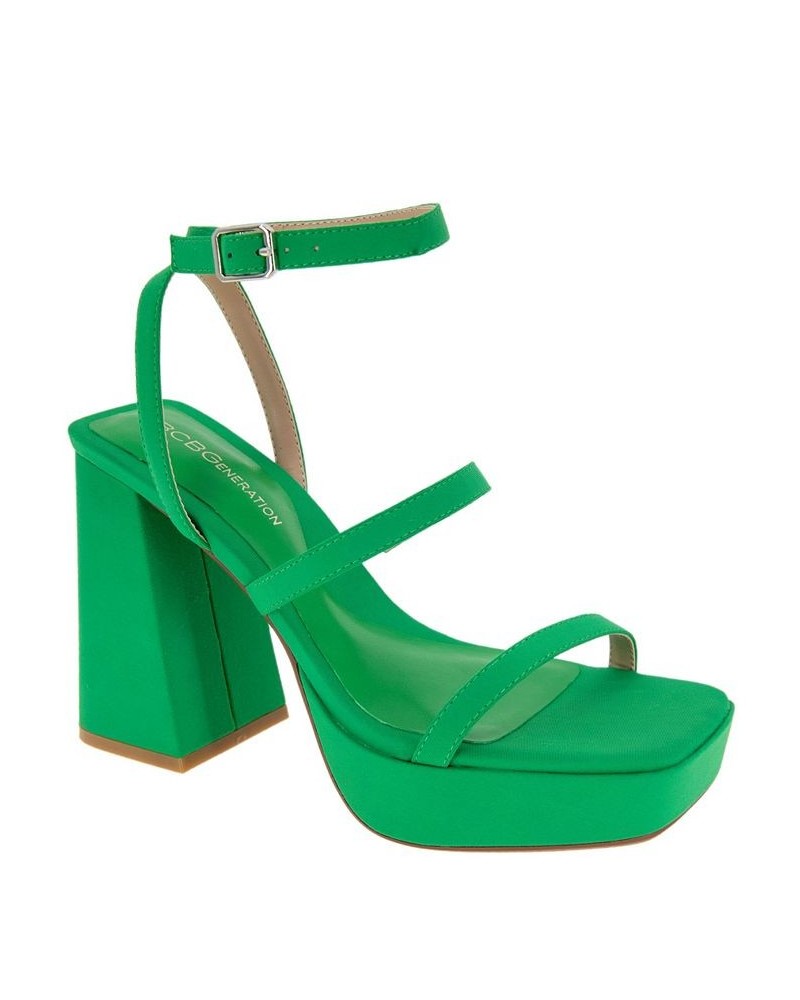 Women's Galana Strappy Platform Sandal Green $48.79 Shoes