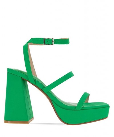 Women's Galana Strappy Platform Sandal Green $48.79 Shoes