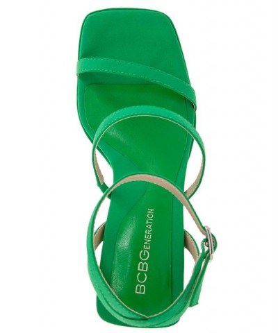 Women's Galana Strappy Platform Sandal Green $48.79 Shoes