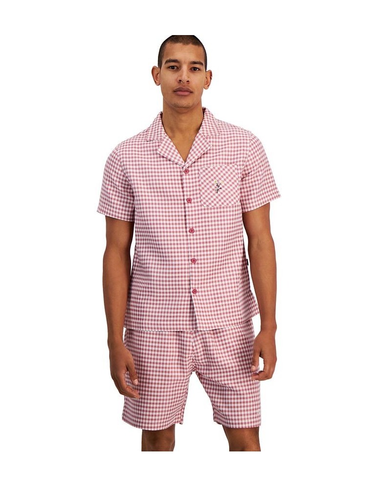 Men's Relaxed-Fit Check Camp Shirt Pink $42.40 Shirts