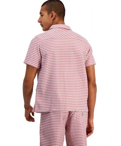 Men's Relaxed-Fit Check Camp Shirt Pink $42.40 Shirts