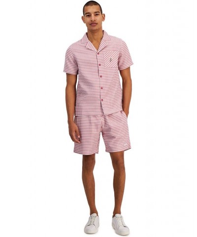 Men's Relaxed-Fit Check Camp Shirt Pink $42.40 Shirts