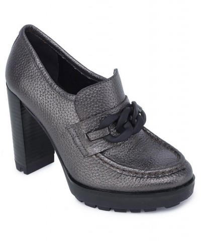 Women's Justin Lug High Heel Loafers PD02 $73.14 Shoes