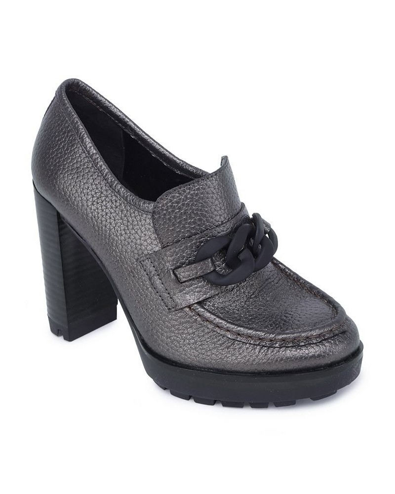 Women's Justin Lug High Heel Loafers PD02 $73.14 Shoes