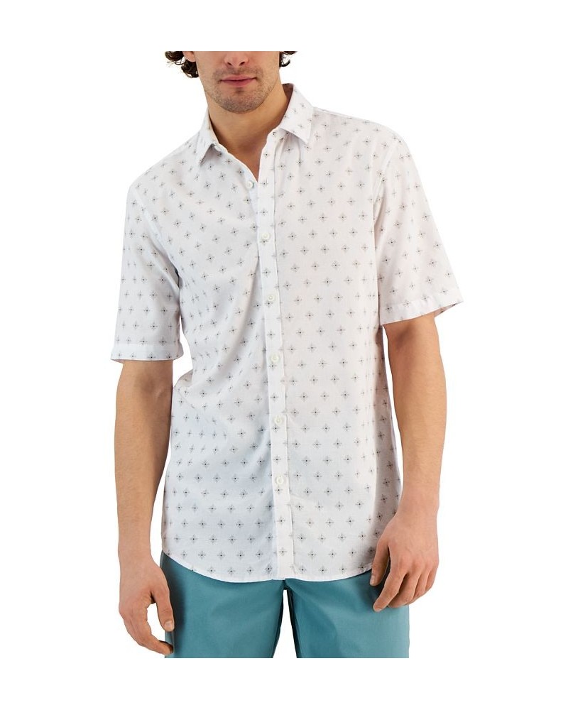 Men's Mecca Classic-Fit Textured Medallion-Print Button-Down Shirt White $12.31 Shirts