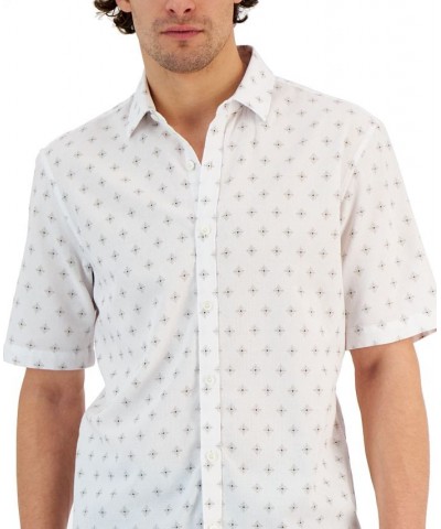 Men's Mecca Classic-Fit Textured Medallion-Print Button-Down Shirt White $12.31 Shirts