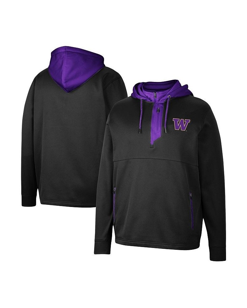 Men's Black Washington Huskies Luge 3.0 Quarter-Zip Hoodie $45.89 Sweatshirt