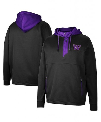 Men's Black Washington Huskies Luge 3.0 Quarter-Zip Hoodie $45.89 Sweatshirt