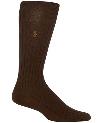 Men's Embroidered Trouser Socks Brown $9.84 Socks