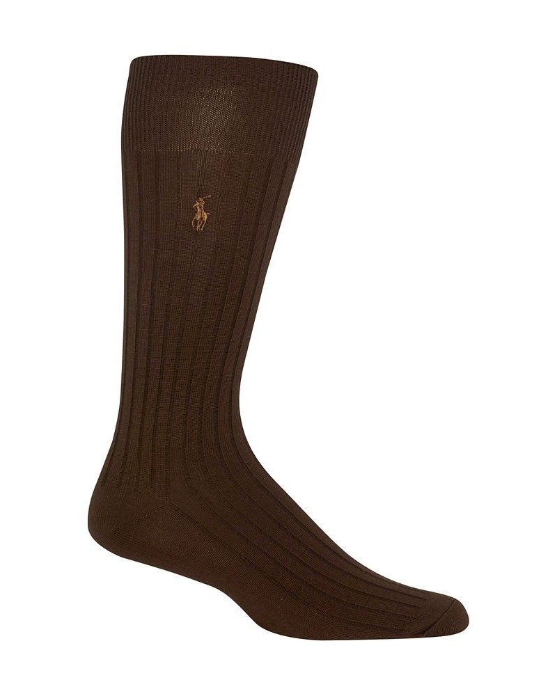 Men's Embroidered Trouser Socks Brown $9.84 Socks