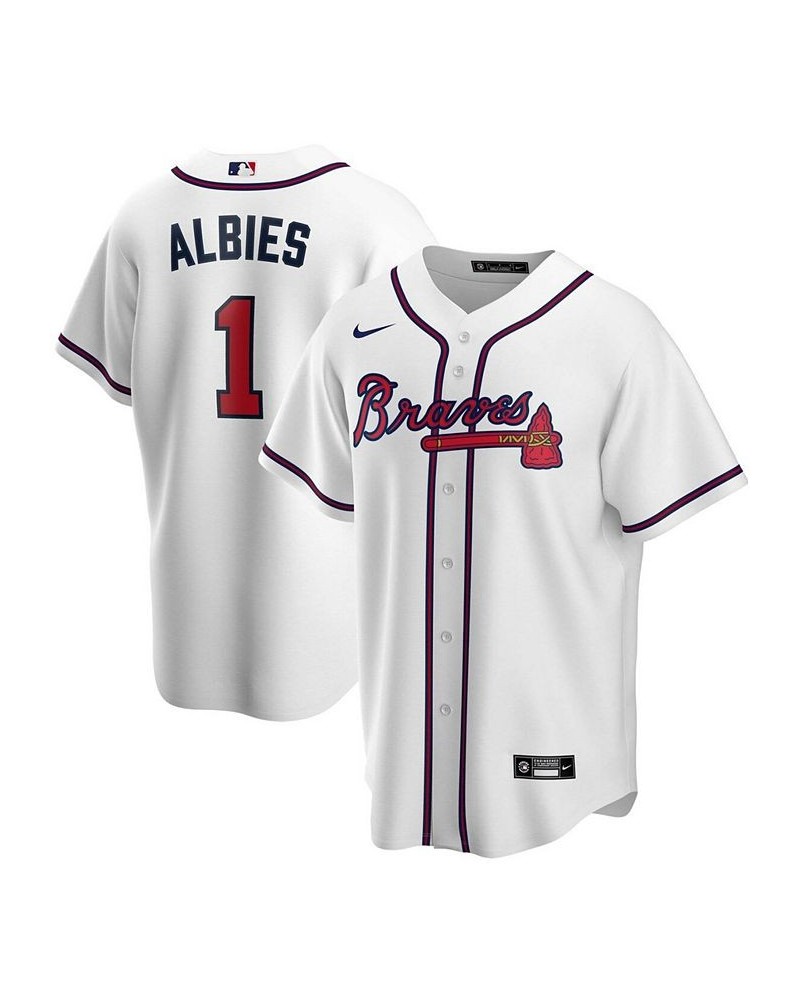 Men's Ozzie Albies White Atlanta Braves Home Replica Player Name Jersey $53.65 Jersey