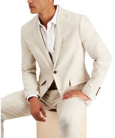 Men's Slim-Fit Stretch Linen Blend Suit Jacket Tan/Beige $33.50 Blazers