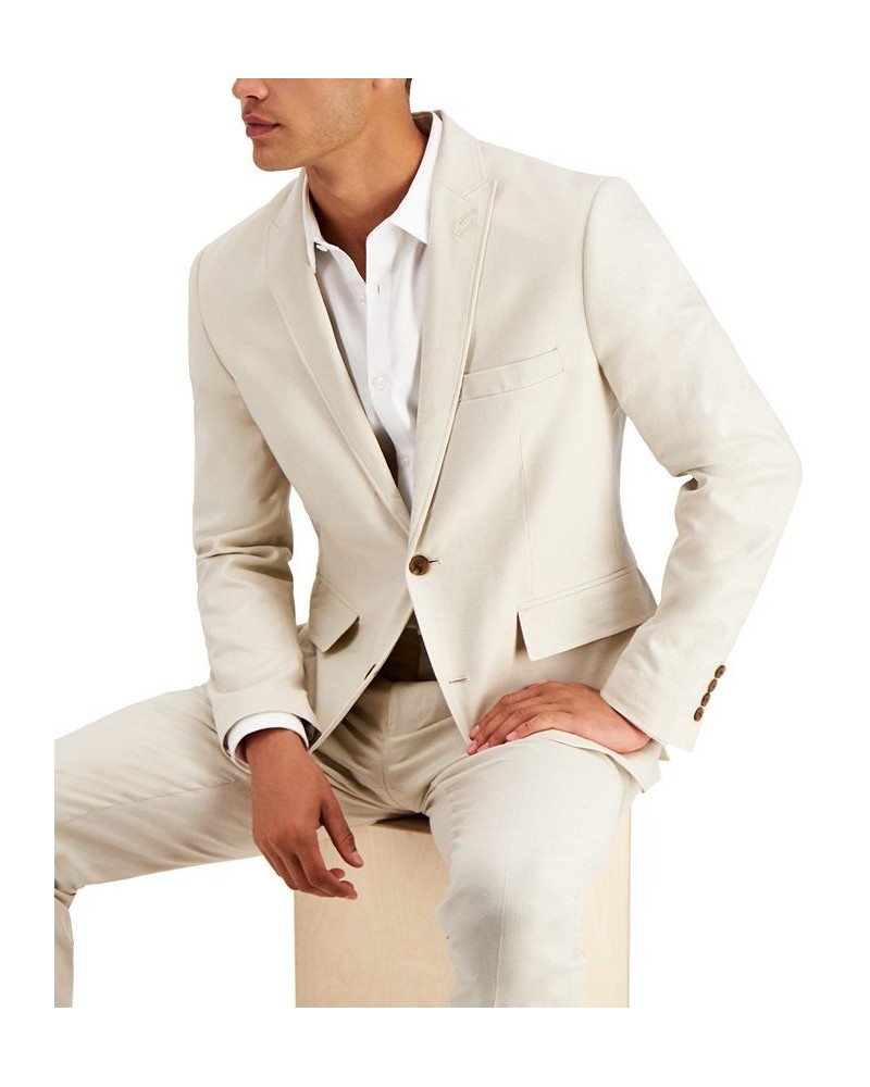 Men's Slim-Fit Stretch Linen Blend Suit Jacket Tan/Beige $33.50 Blazers