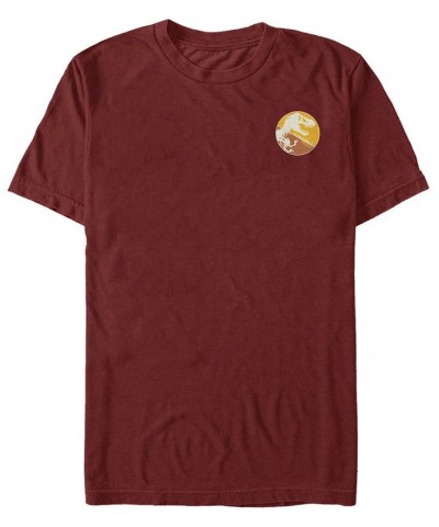 Jurassic Park Men's Split Colors T-Rex Logo Short Sleeve T-Shirt Red $18.89 T-Shirts