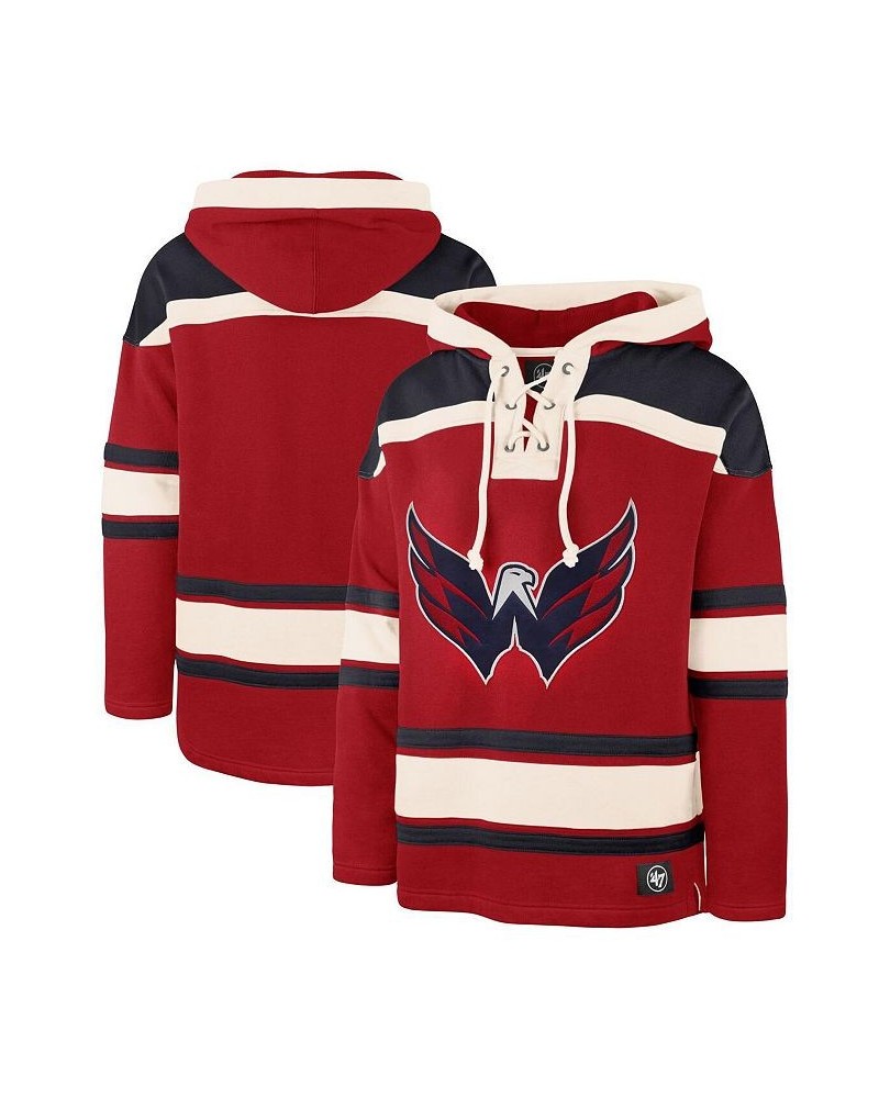 Men's Red Washington Capitals Superior Lacer Logo Pullover Hoodie $49.60 Sweatshirt